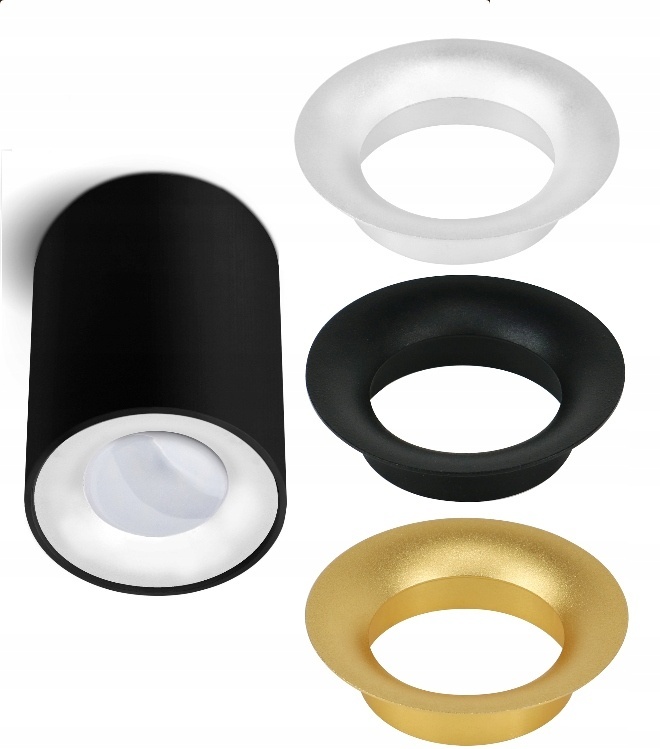 Opbouwspot zwart Ø 80 / 100mm - GU10 - inclusief 3 kleuren binnenringen 1903ZWART TRIO