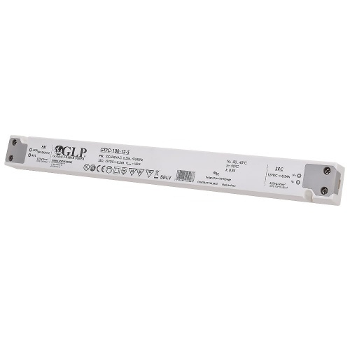 LED voeding 100 watt 12 volt 8,34 Ampère - IP20 - compact