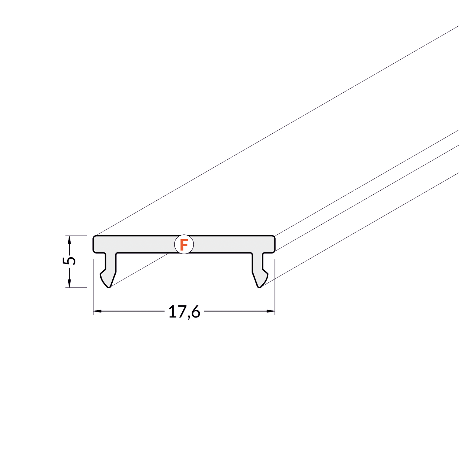 20 meter Losse LED strip profiel klikcover - Opaal - SURFACE14 EE7F/TY,SURFACE14 EE7F/TY, SURFACE14 EE7F/TY+ INBOUW