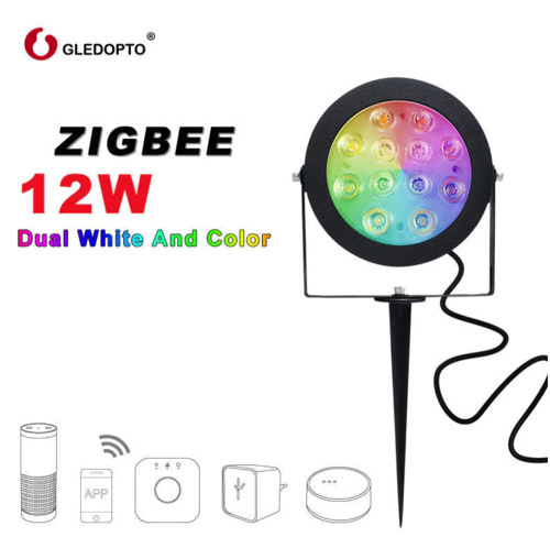 Gledopto Zigbee instelbare LED tuinspot RGBCCT 12 watt (2000K-6500K)