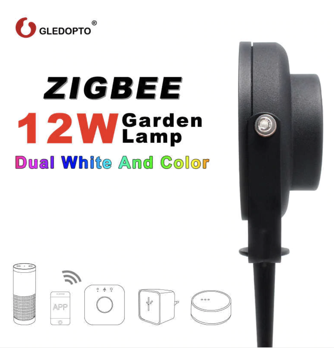 Gledopto Zigbee instelbare LED tuinspot RGBCCT 12 watt (2000K-6500K)