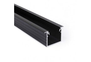 Zwart LED inbouw profiel 2 meter met cover 30mm X 20,4mm - 20INBOUW-ZWART