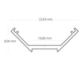 LED hoekprofiel 2 meter met half ronde cover 22,63mm x 8,06mm - C25ALU