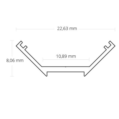 LED hoekprofiel 2 meter met half ronde afdekking 22,63mm x 8,06mm - C25ALU