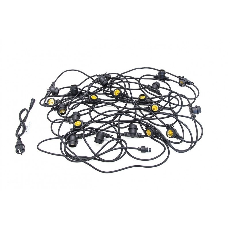 Koppelbare LED feestverlichting 10 meter lang met 20 lichtpunten E27 - prikkabel