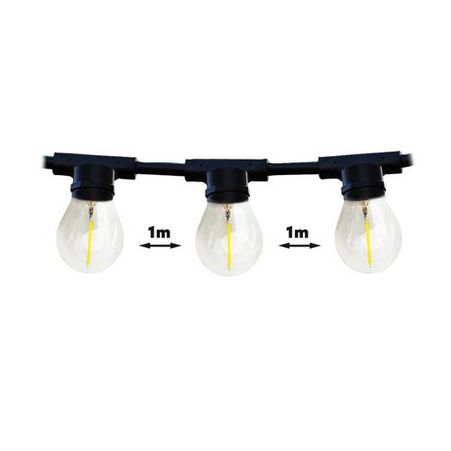 Koppelbare LED feestverlichting 20 meter lang met 20 lichtpunten E27 - prikkabel