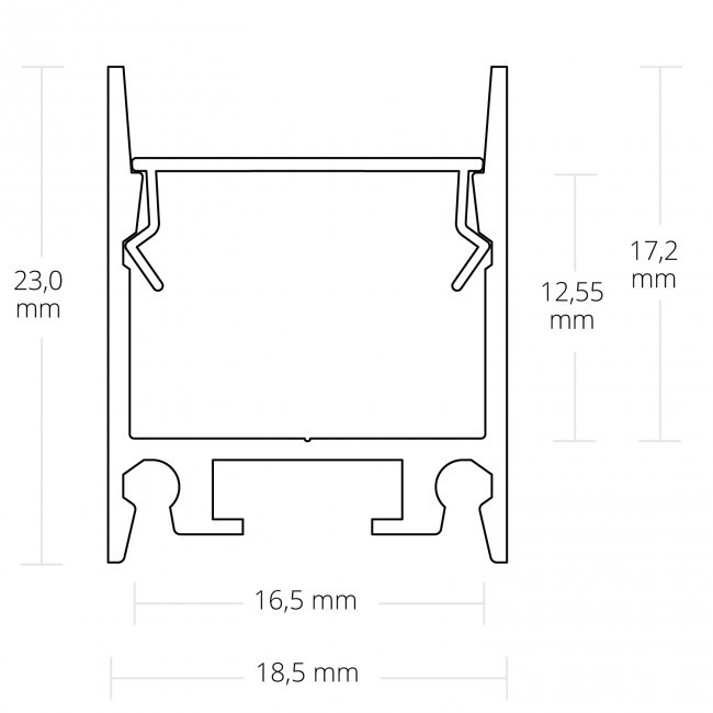 Zwart opbouw LED profiel 2 meter met opaal klikafdekking 18.5 mm x 23 mm - 18.2ZWART