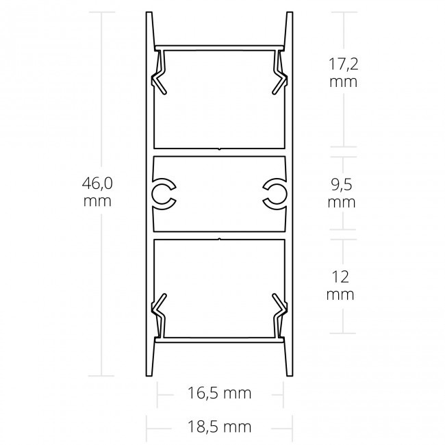 LED profiel Up Down - 2 meter met afdekking 46 mm x 18.5 mm - UpDown10Zwart