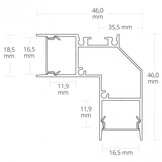 LED strip profiel Up Down - 2 meter met cover 46 mm x 18,5 mm- UpDown05ALU
