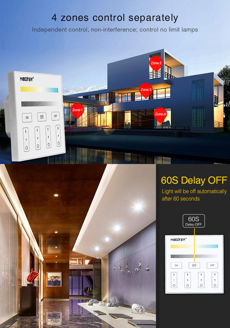 DMX Dual white CCT LED wanddimmer - Draadloos MIBOXER - X2