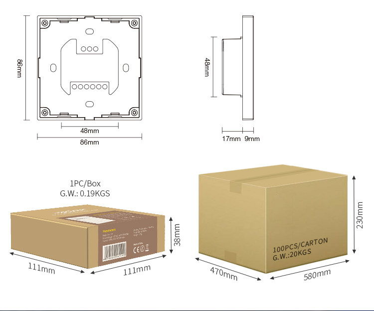 DMX Dual white CCT LED wanddimmer - Draadloos MIBOXER - X2
