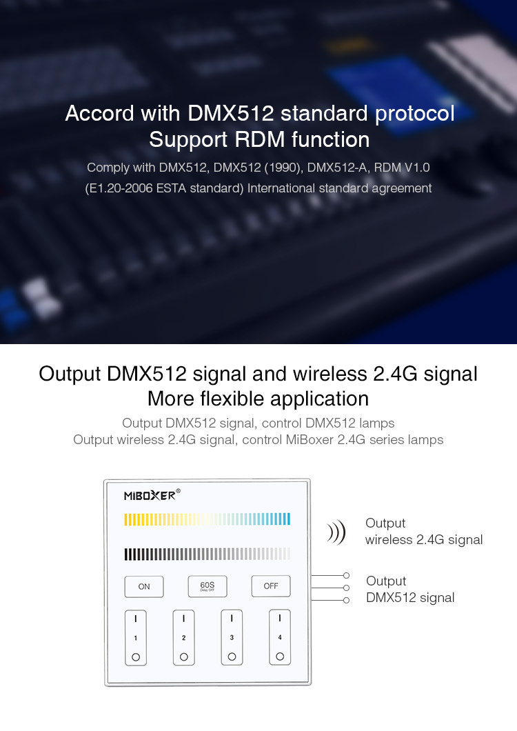 DMX Dual white CCT LED wanddimmer - Draadloos MIBOXER - X2