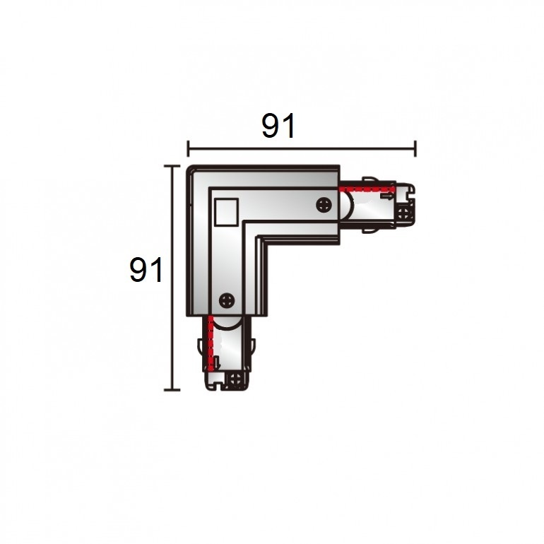 3- fase rail hoekstuk -wit- buiten LG62000030