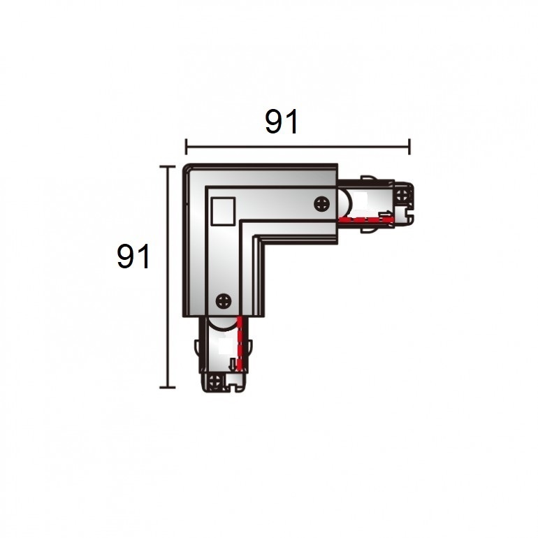 3- fase rail hoekstuk- wit - binnen LG62000031