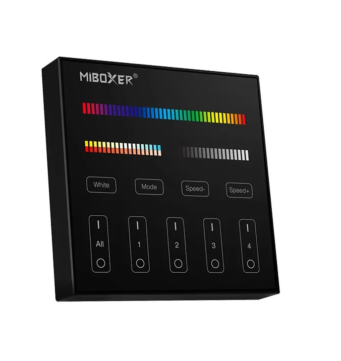 LED wanddimmer zwart B4-B Miboxer - Draadloos 4 zone (RGB+CCT)