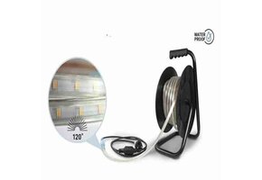 Koppelbare waterdichte LED Lichtslang op haspel - 10 meter - natuurlijk wit 4000K 230V 60W - Inclusief stroomkabel en haspel - PRO