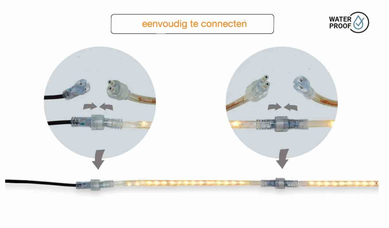 Koppelbare waterdichte LED Lichtslang - 10 meter - natuurlijk wit 4000K 230V 30W + stroomkabel 1,5m - STARTSET PRO (kopie)
