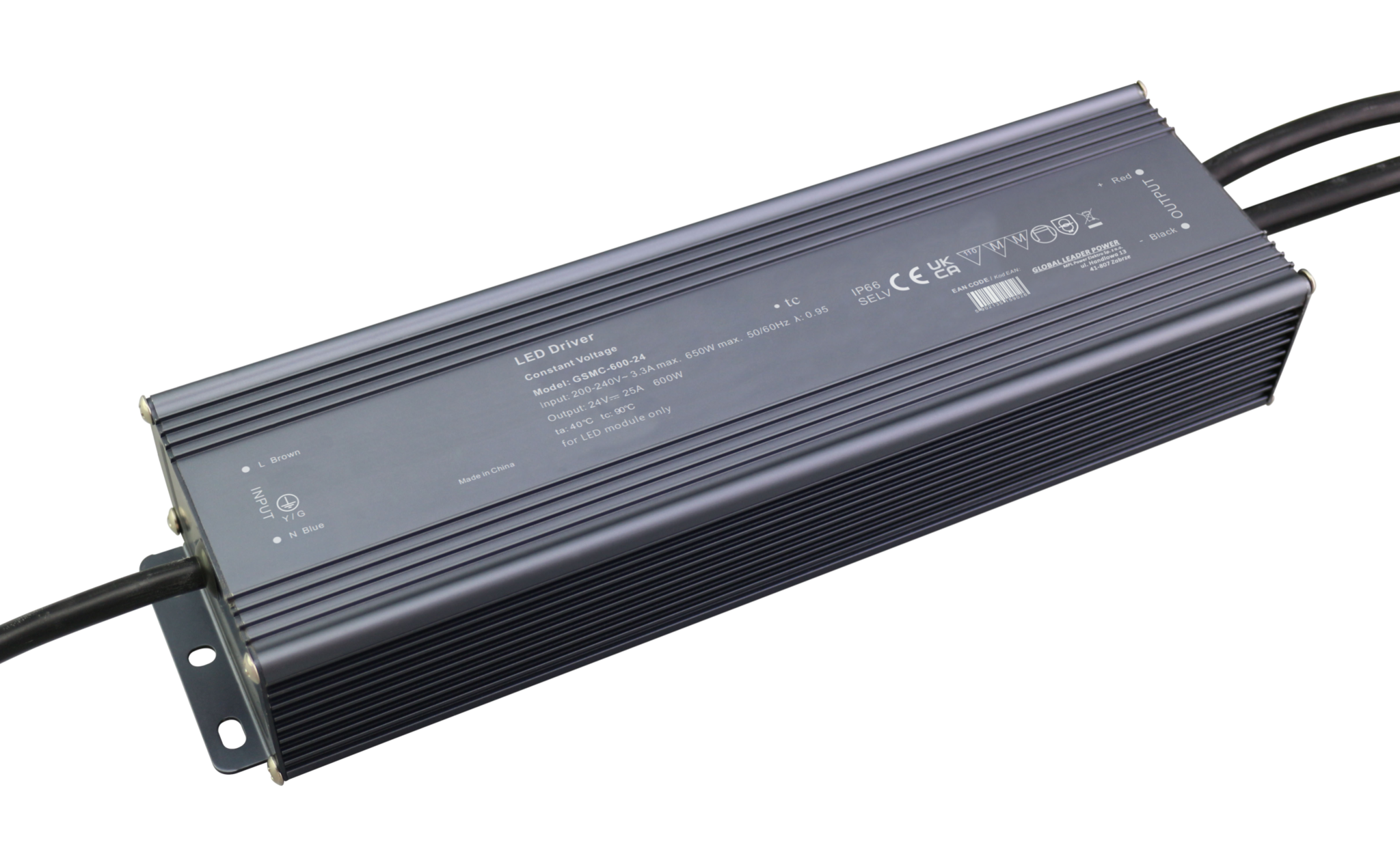 LED driver 600 watt 24 volt 25 Ampère – IP66 waterdicht – GSMC-600-24