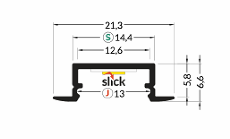 LED inbouw profiel met afdekking 21,30mm x 6,6mm - 08.1ALU