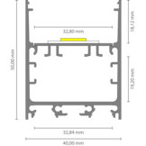 LED strip profiel inclusief opaal klikcover 40mm x 50mm - XL340ALU
