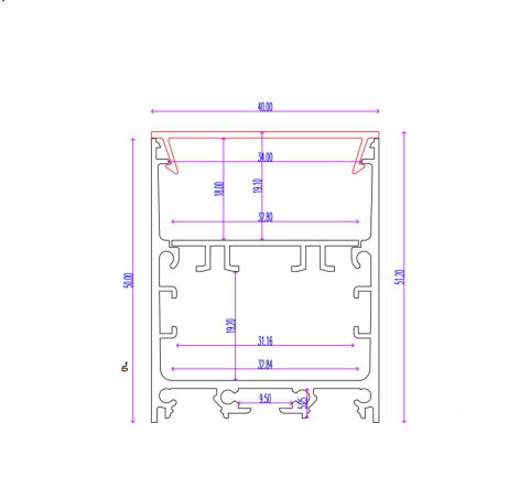 LED strip profiel inclusief opaal klikcover 40mm x 50mm - XL340ALU