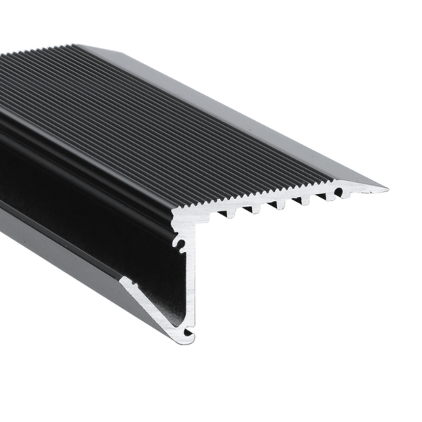 Zwart LED trapprofiel 2 meter met klikafdekking 58,9mm x 27,5mm – B12ZWART