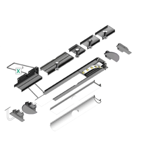 LED inbouw profiel 3 meter met afdekking 24mm x 7mm - 208ALU