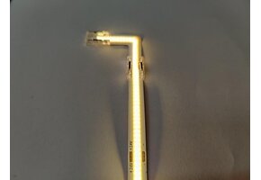 Doorverlichte 24 volt COB LED Strip - 90 graden transparante hoek connector T.B.V. 3000K warm witte COB LED Strips  - IP20