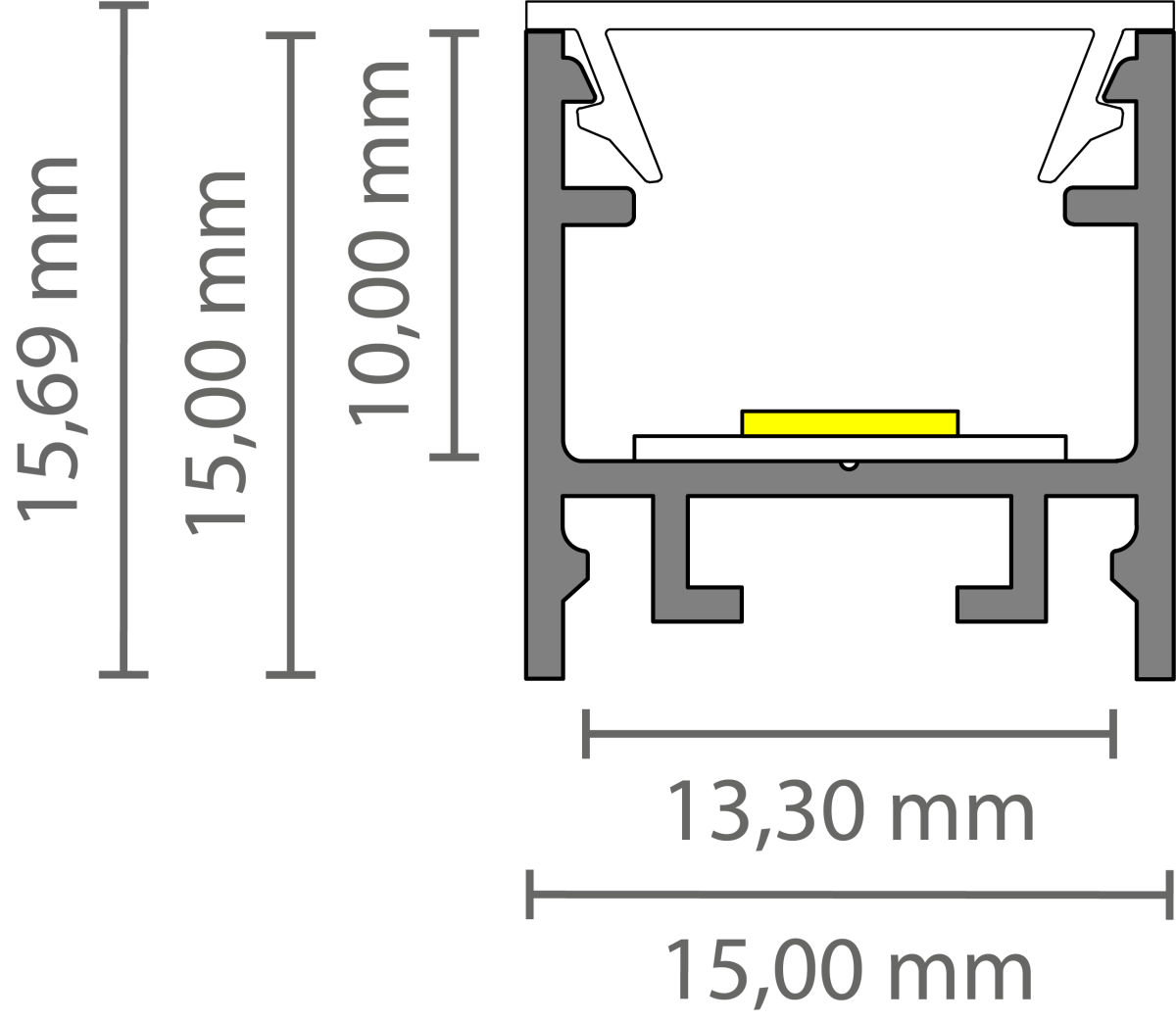 LED strip profiel inclusief opaal klikcover 15mm x 15,69mm - 302WIT