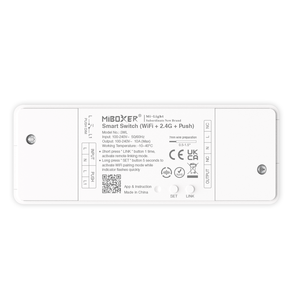 Smart switch - Tuya, WIFI, 2,4G e Push dimmer aansluiting