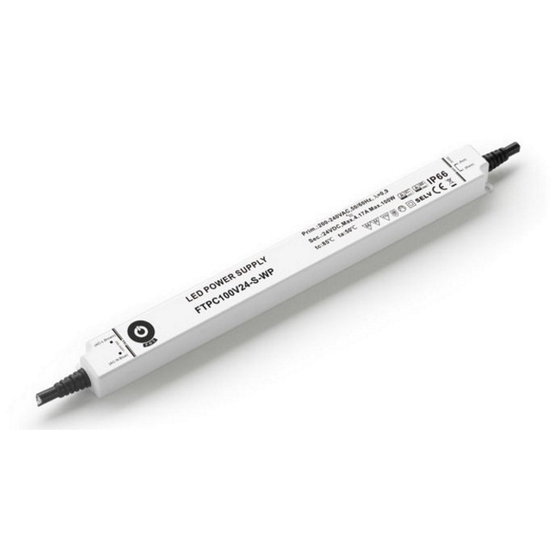 SLIM LED voeding waterdicht 100 watt 24 volt 4,16 Ampère - IP66 - compact - FTPC100V24-S-WP