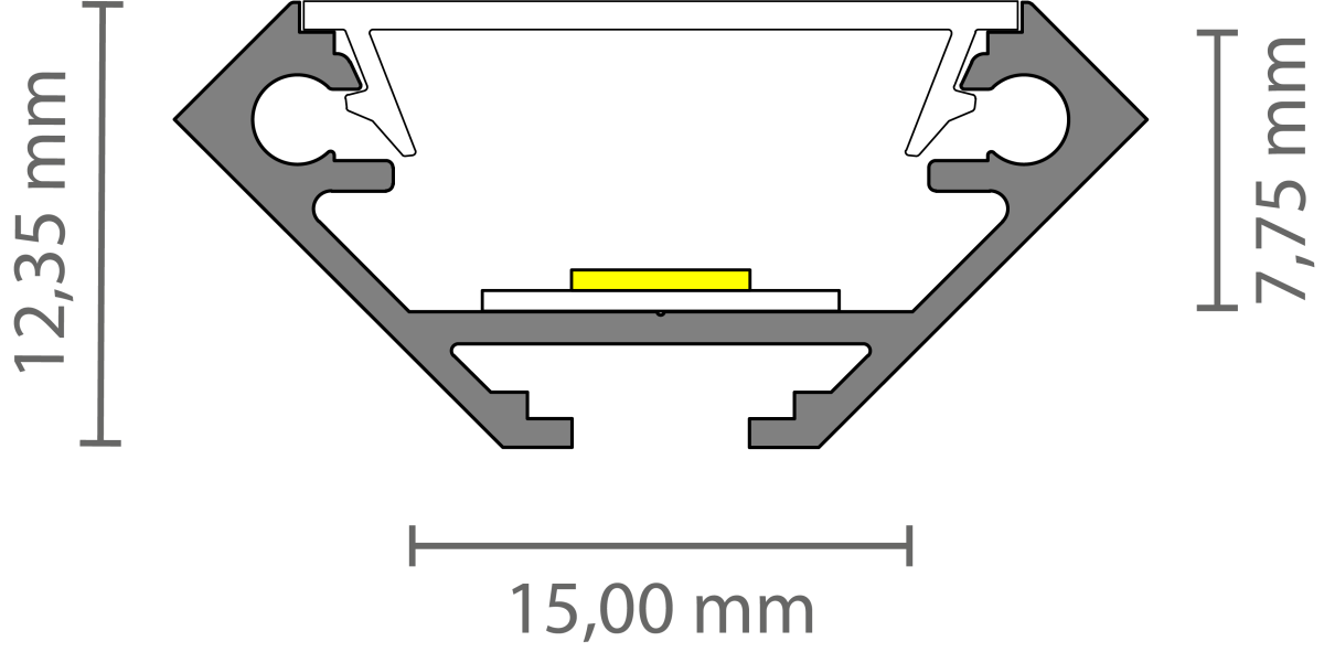 LED hoekprofiel inclusief afdekking 27.05 x 12.35 mm - 323ALU