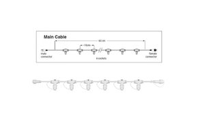 Hoofdkabel kerstverlichting wit – 60 cm – 6 aansluitingen – voor uitbreidbare kerstverlichting