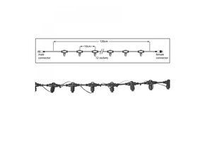 Hoofdkabel kerstverlichting Zwart – 120 cm – 12 aansluitingen – voor uitbreidbare LED verlichting