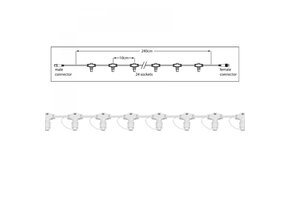 Hoofdkabel kerstverlichting wit – 240 cm – 24 aansluitingen – voor uitbreidbare LED verlichting