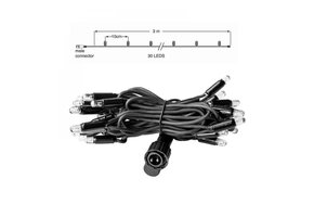 LED Kerstverlichting lichtsnoer 3 meter – Warm wit 2400K – Zwart snoer – 230V systeem (IP65)