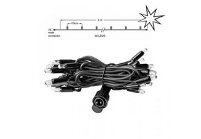 LED kerstlichtsnoer 3 meter – Warm wit 2400K + flits – Zwart snoer – 230V systeem (IP65)