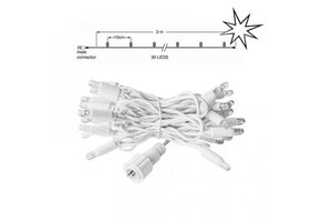 LED kerstlichtsnoer 3 meter – Warm wit 2400K + flits – Wit snoer – 230V systeem (IP65)