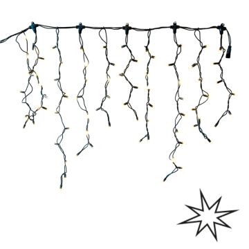 LED ijspegelverlichting 2x0,8m – 3000K & Flikkerend WW – Zwart snoer – 230V IP65