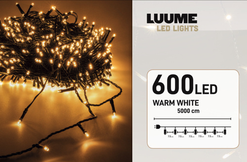 Kerstverlichting warm wit 600 LED lampjes – 50 meter – IP44 voor binnen en buiten – LUKSUS