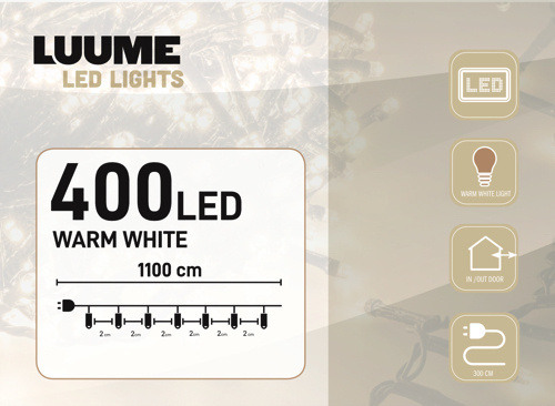 Cluster Kerstverlichting warm wit 8 meter 400 LED voor binnen & buiten