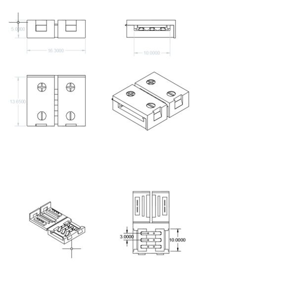 LED strip connector 3 aderig 10mm voor Dual White LED strips - 112563