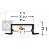 Wit LED inbouw profiel met cover 21,30 mm x 6,60 mm - 08.1WIT
