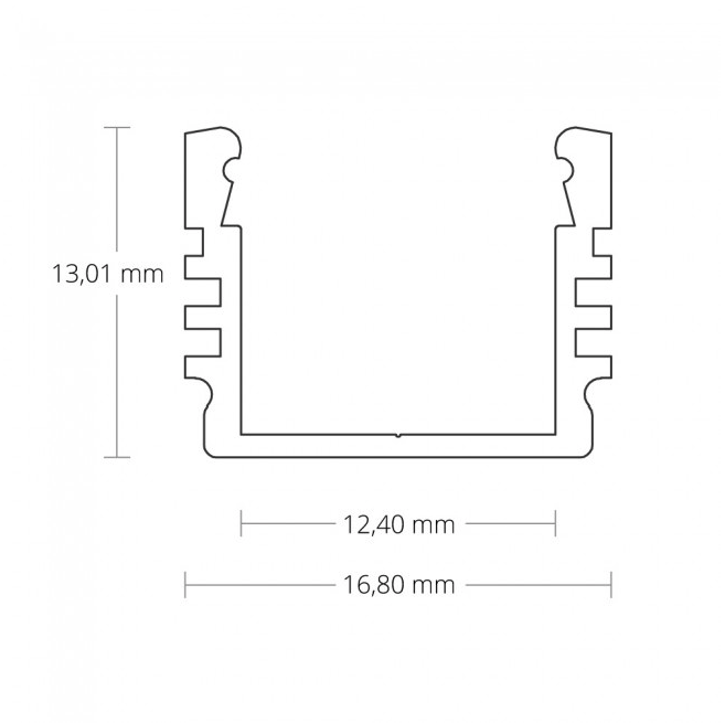 PL2 LED opbouwprofiel - Geanodiseerd aluminium - afdekking naar keuze