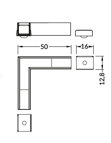 LED strip profiel hoekstuk wit t.b.v. LED strip profiel SLIM200WIT