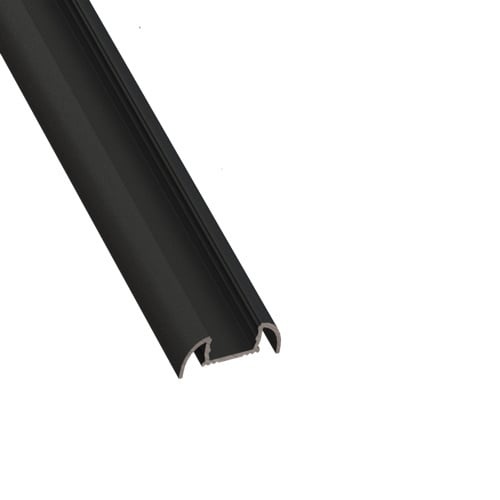 Zwart LED opbouw profiel met cover 25,79 mm x 6,5 mm 17.1ZWART