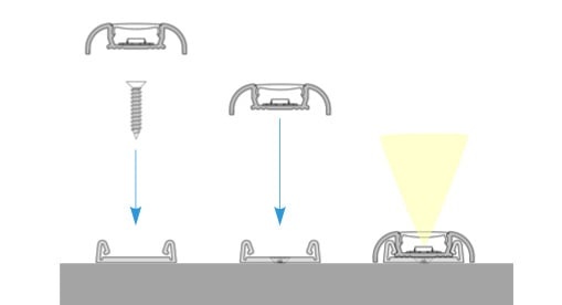 Zwart LED opbouw profiel met cover 25,79 mm x 6,5 mm 17.1ZWART
