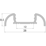 Wit LED opbouw profiel met cover 25,79 mm x 6,5 mm 17.1WIT