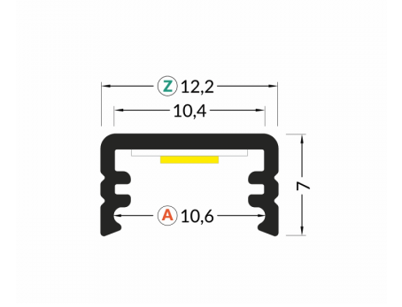 Zwart LED strip profiel met klikcover 12,2 mm x 7 mm - SLIM100ZWART