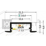 Wit LED inbouw profiel met cover 21,30 mm x 6,60 mm - 08.1WIT